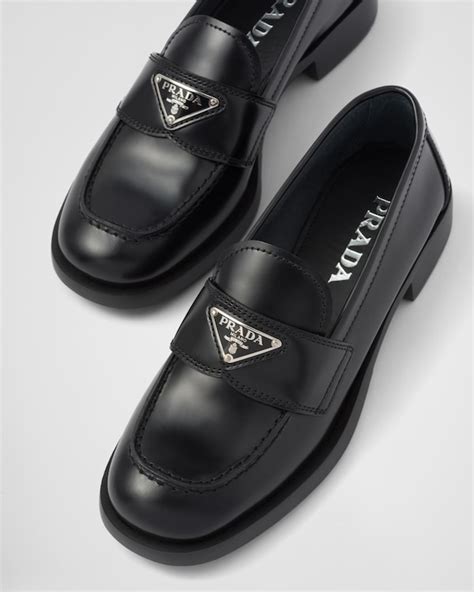 prada unlined brushed leather loafers|Prada suede loafer.